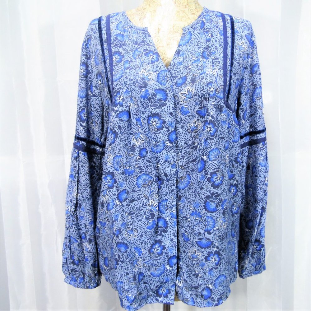 St John's Bay Blue Floral Tunic Top